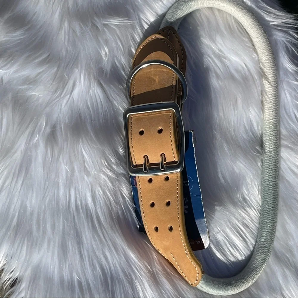 NWT Youly Vegan Leather & Rope Tie Dye Dog Collar Size XXL/XXXL